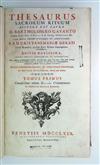 GAVANTI, BARTOLOMMEO. Thesaurus sacrorum rituum; seu, Commentaria in rubricas Missalis et Breviarii Romani. 3 vols. in one.  1769